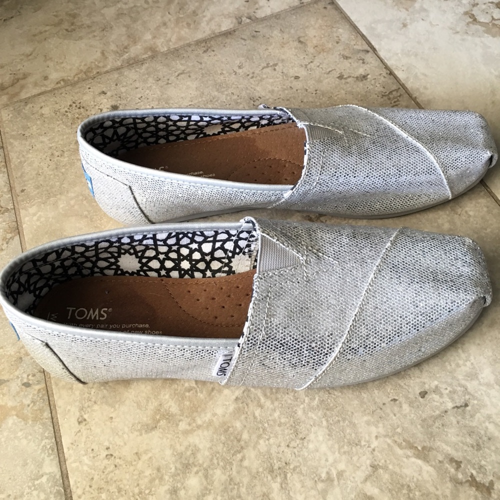 Silver Glitter Toms